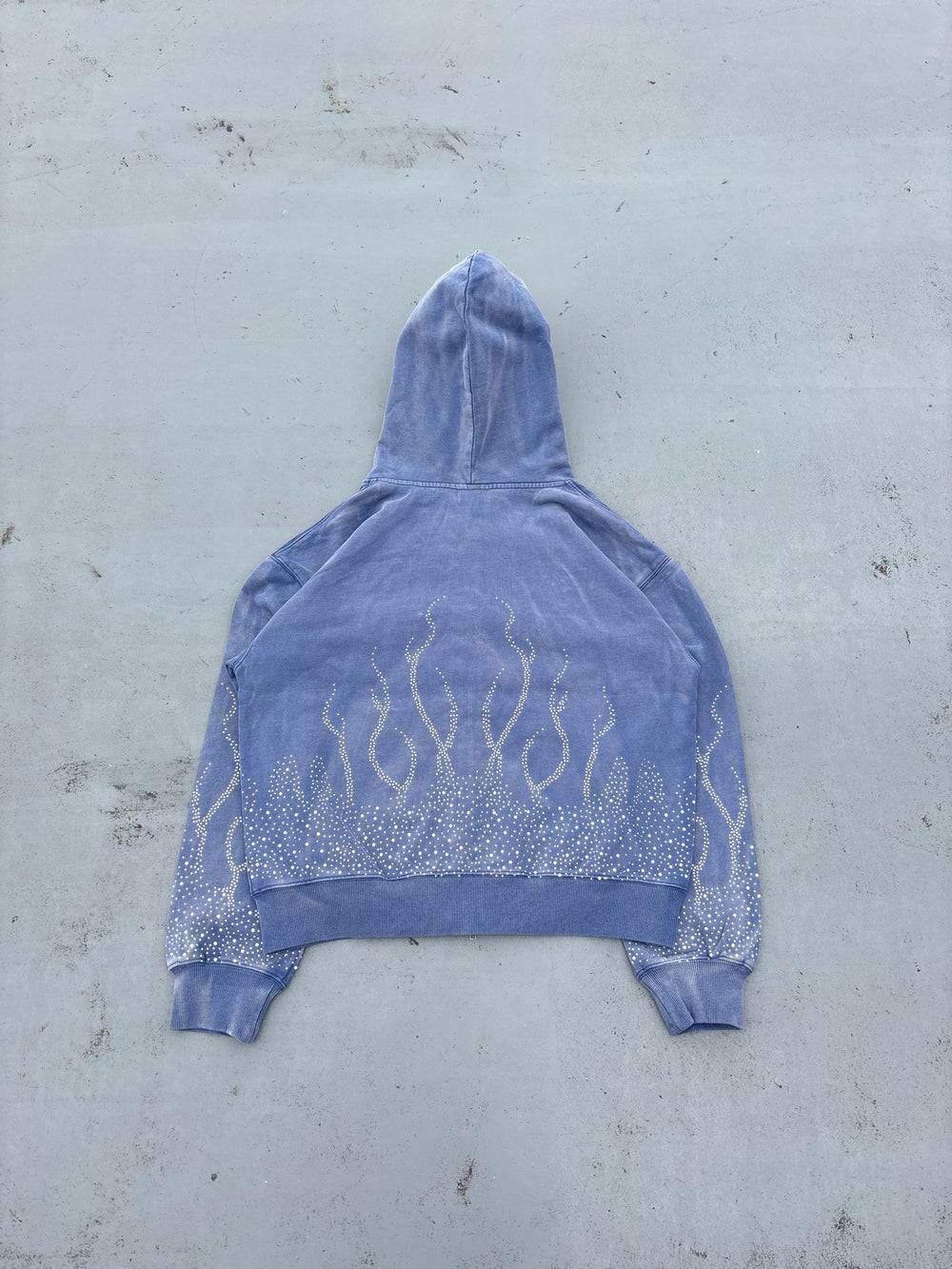 【9090】0228 發售 Bullet Logo Fire Print Rhinestone Zip Hoodie