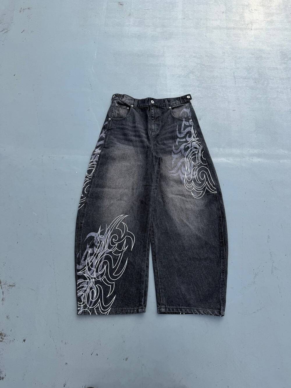 【9090】0228 發售 Tribal Logo Slub Denim Baggy Pants