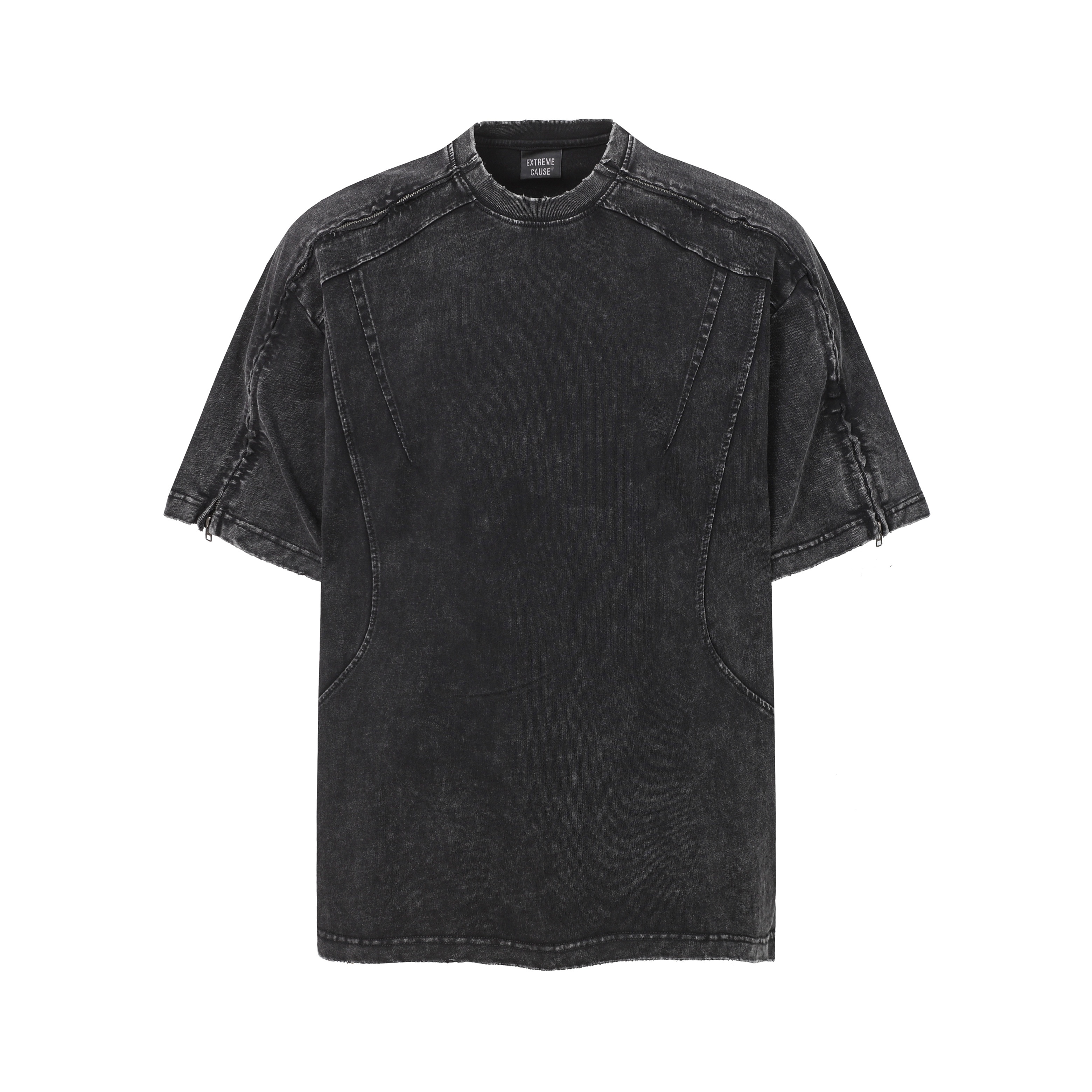 《S.V》立體解構拉鍊設計短T