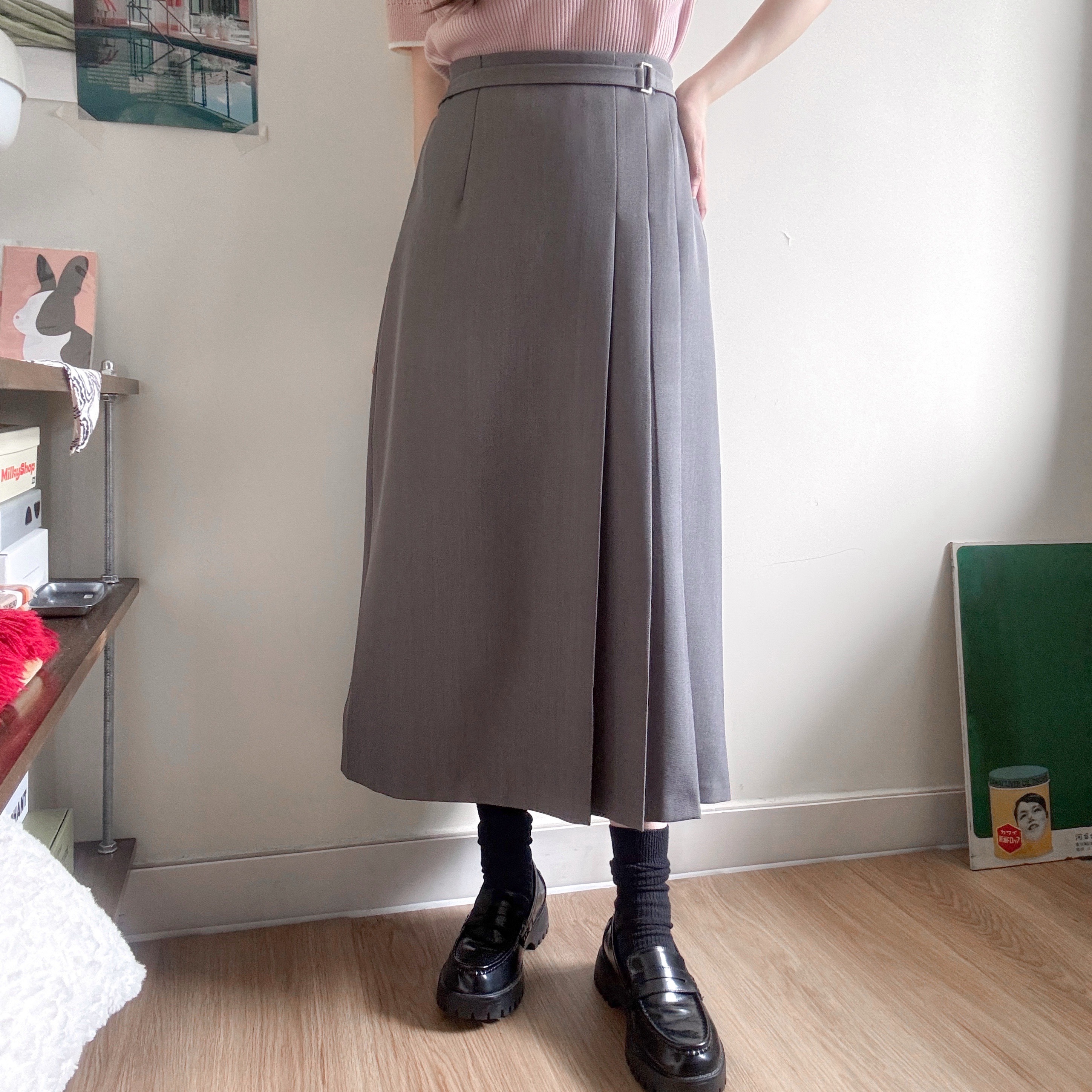 側百褶直身西裙