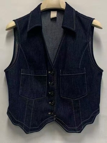 A16 G622327246 - 深藍色反領牛仔馬甲