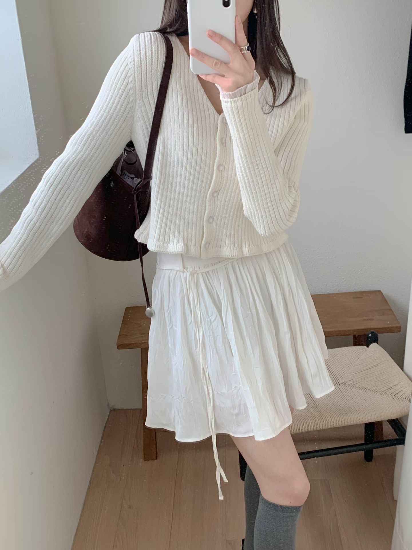 Chiffon sleeve trim cardigan