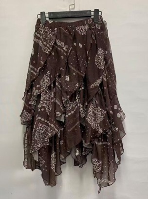 A20a G622727250 波希米亞風不規則半身裙 - 啡色