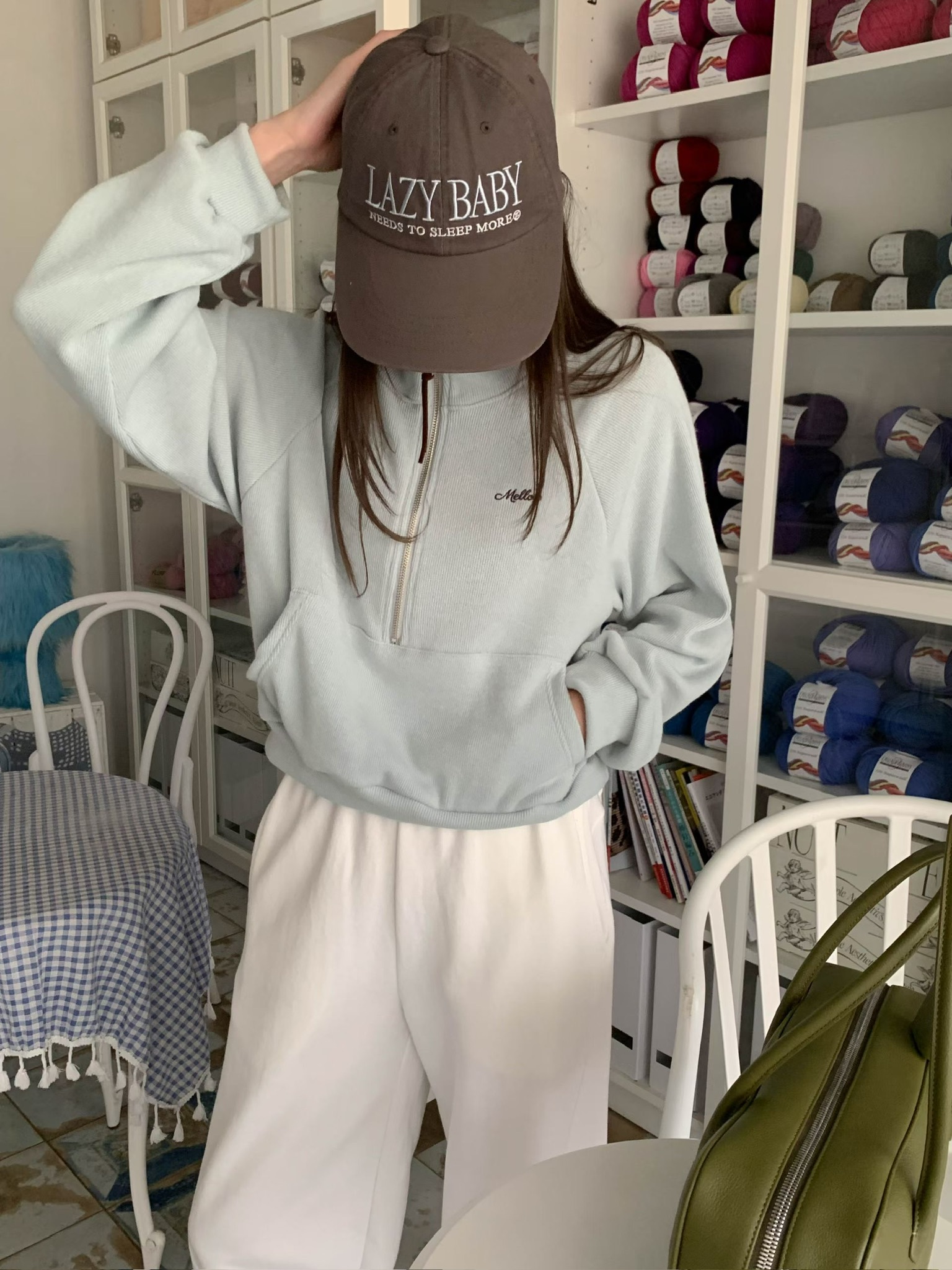 Mellow half knit zip up