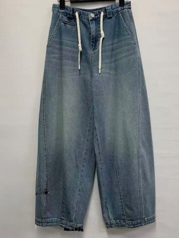 A24 G622827827 - 休閒抽繩寬鬆藍色牛仔褲