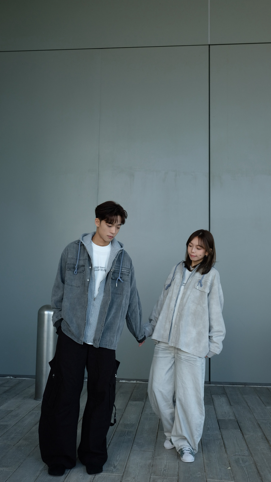 JK0051 假2件有帽外套