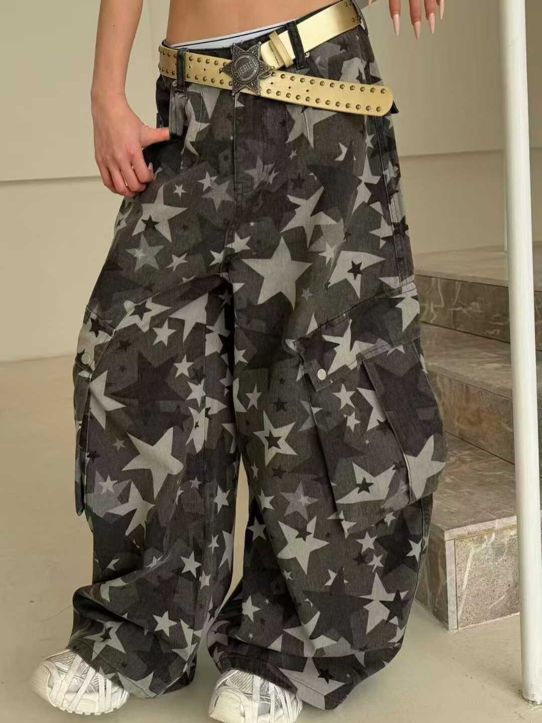 《S.V》Shooting Star滿版星紋寬版長褲