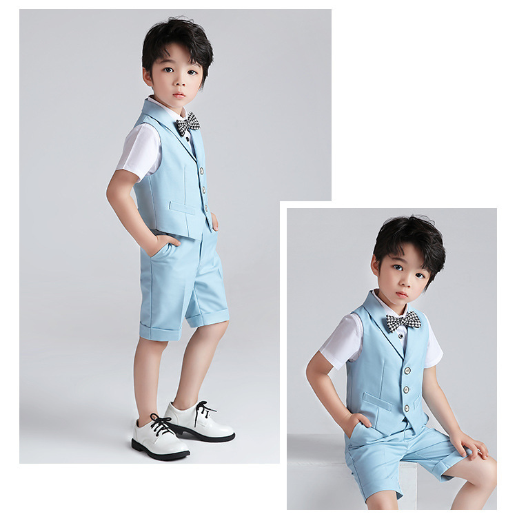 男童淺藍西裝短褲