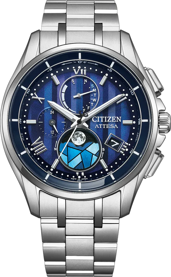 萬年鐘錶 - Citizen 星辰錶  限量款冬日流光月相超級鈦光動能電波萬年曆男錶 BY1000-51L  錶徑41.5MM