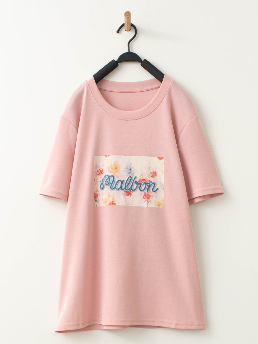 渡假感渲染印花亮片繡字母上衣