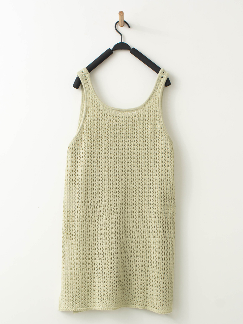 簍空開衩針織長版背心