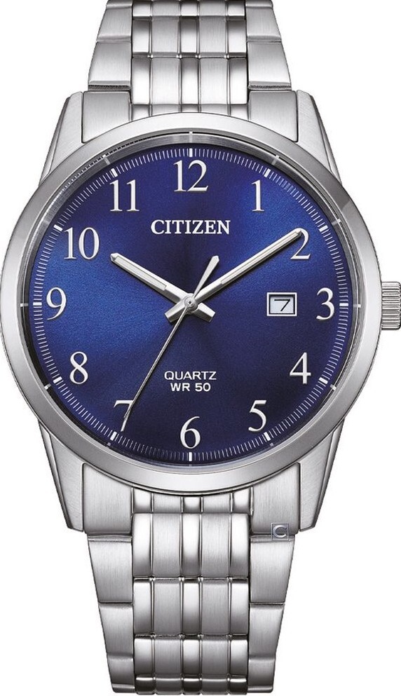 萬年鐘錶 - Citizen 星辰錶  石英機芯 藍面三大針時尚簡約石英不鏽鋼男錶 BI5008-51L 錶徑39MM