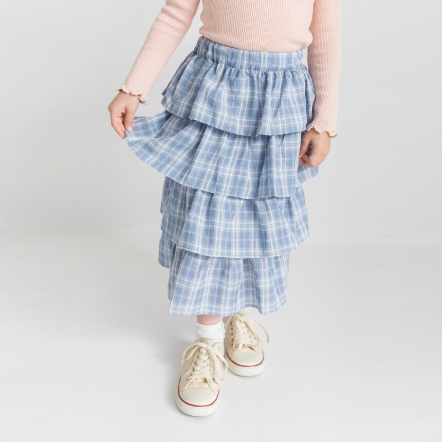 日本 90-150 格紋蛋糕長裙 2色