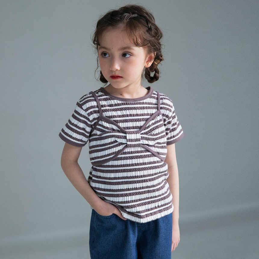 日本 100-150 泡泡布2件式上衣 2色