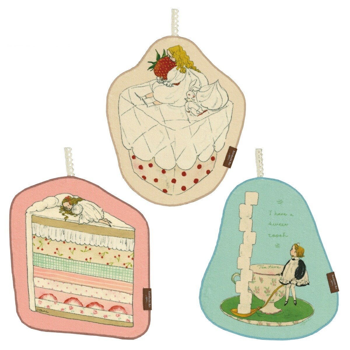 黑貓與女孩 繪本女孩 擦手巾｜日本Kurahashirei