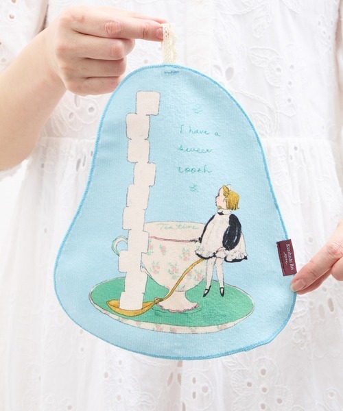 黑貓與女孩 繪本女孩 擦手巾｜日本Kurahashirei