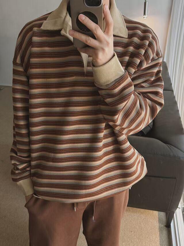 橫間長袖Polo衫 AVOIR-001T