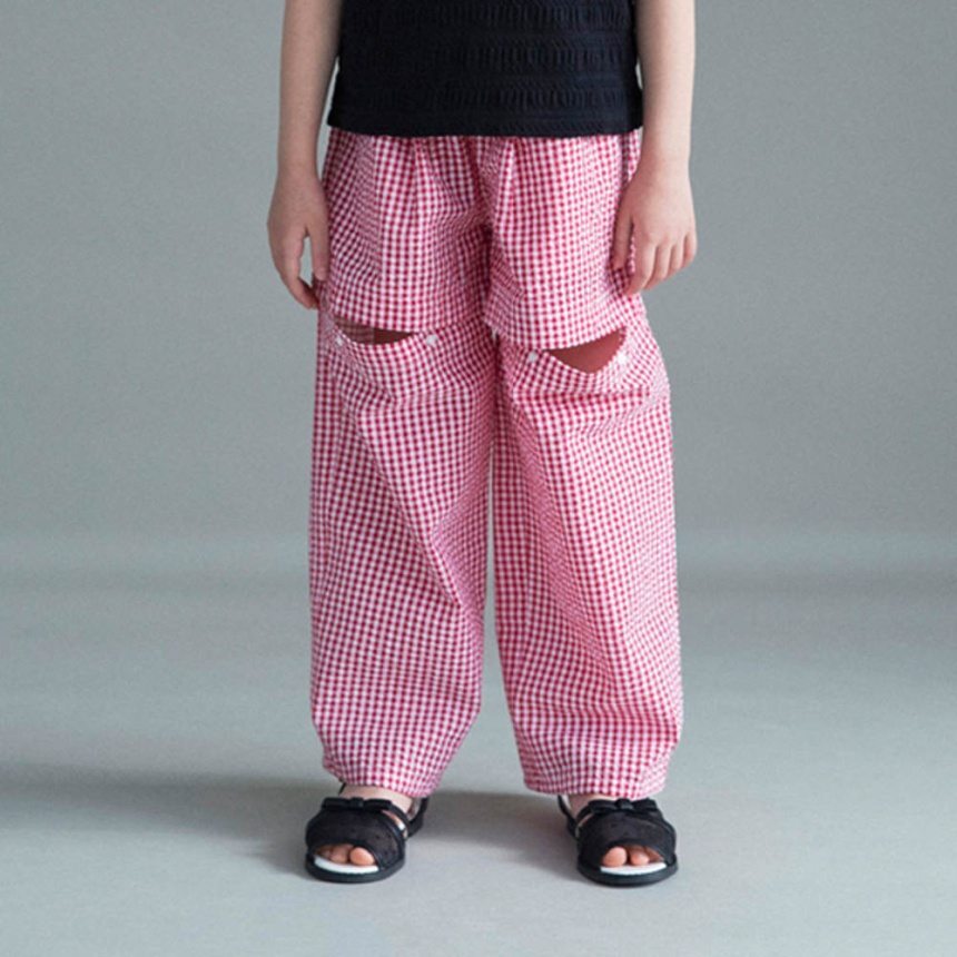 日本 100-150 長短2穿格紋褲 2色