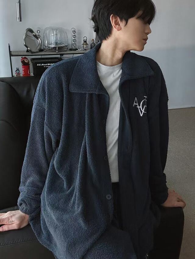 英文字毛巾質地反領開胸外套 AVOIR-004JK