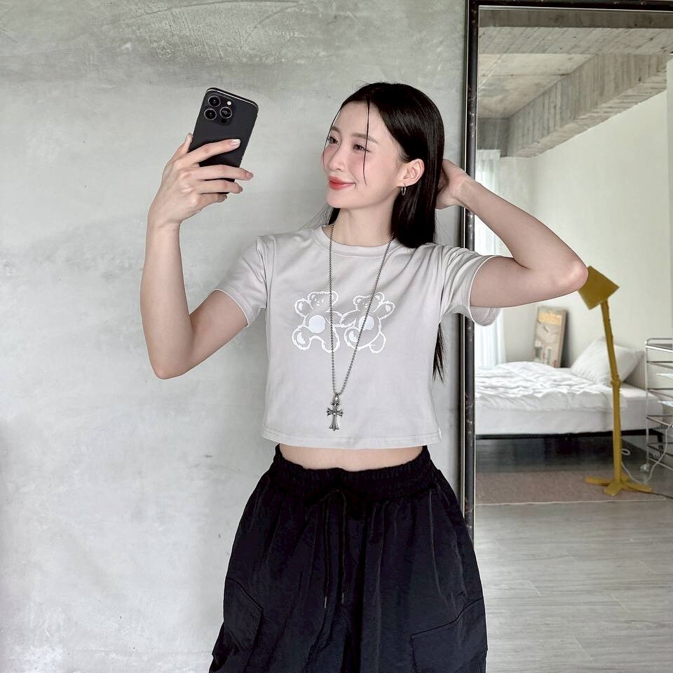 韓國小熊印花短版T 80965