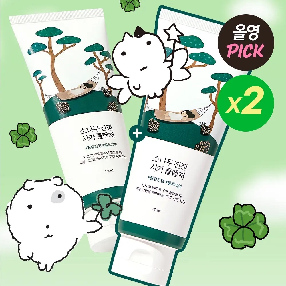 《Olive young 連線》ROUND LAB Pine Calming Cica Cleanser 100ml Double Pack