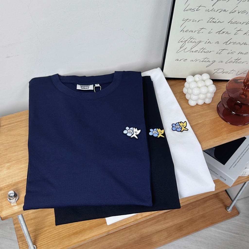 韓國 Wacky Willy 刺繡花朵短T