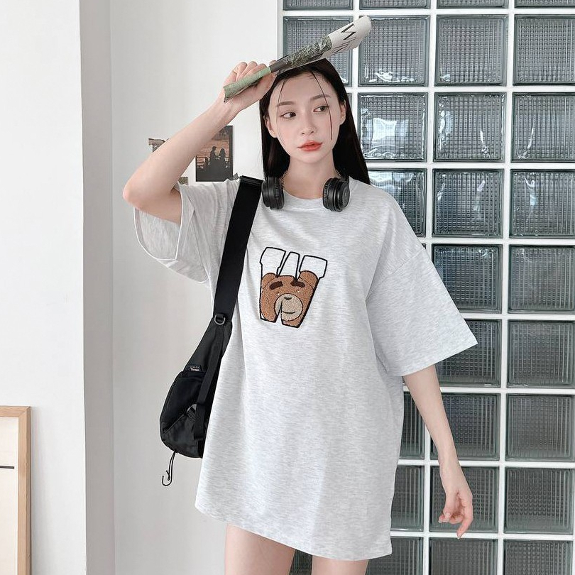 毛巾刺繡熊 寬鬆 短T 上衣 80542