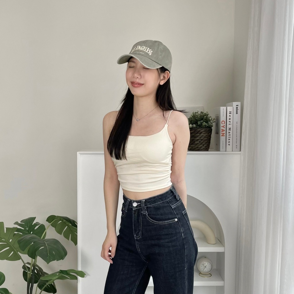 抓皺設計小可愛 美背細肩帶背心