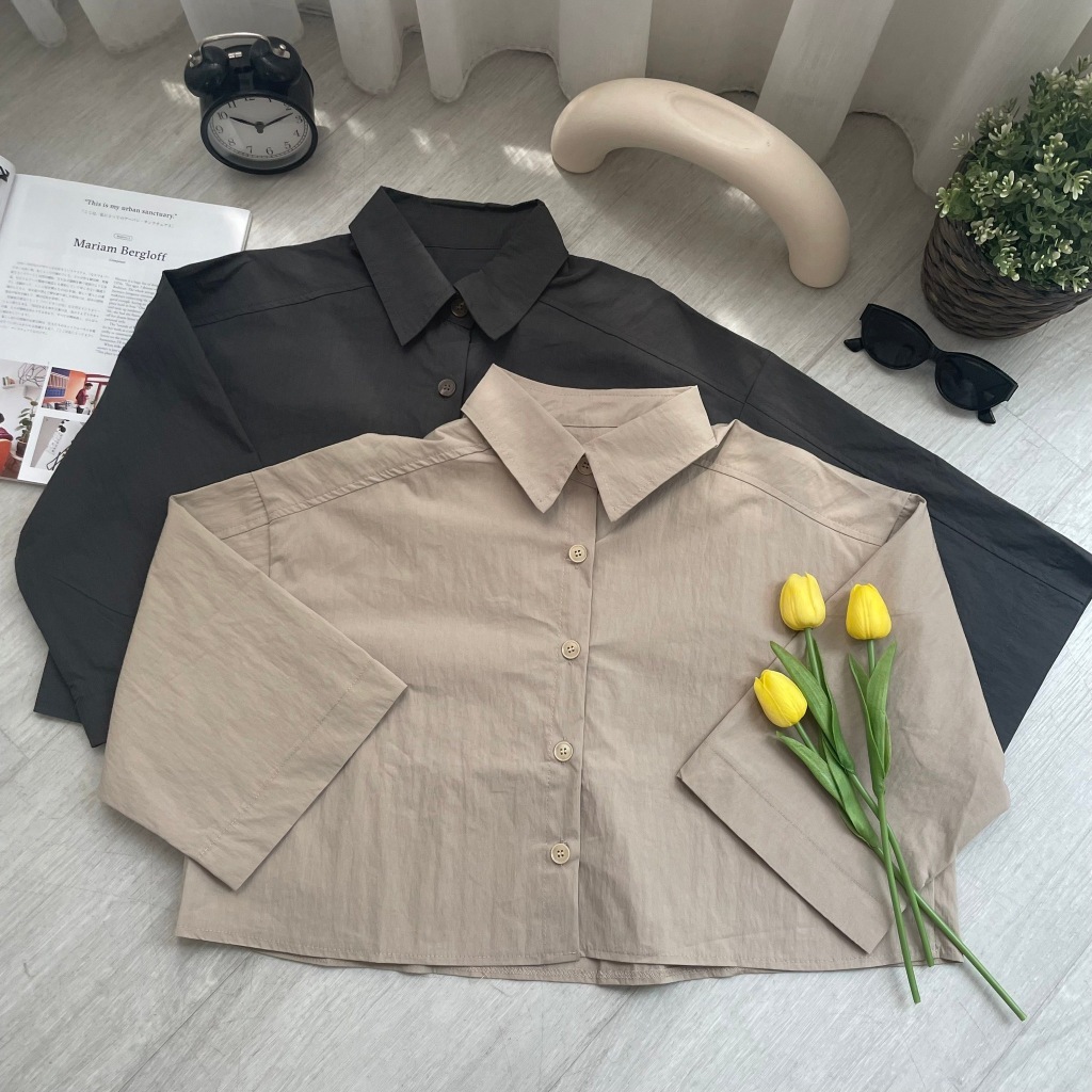 復古短版襯衫 七分袖襯衫 1972