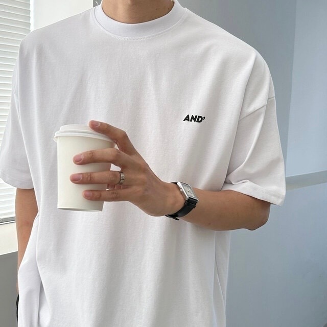 韓系And' 英文字LOGO寬鬆落肩短袖  80575