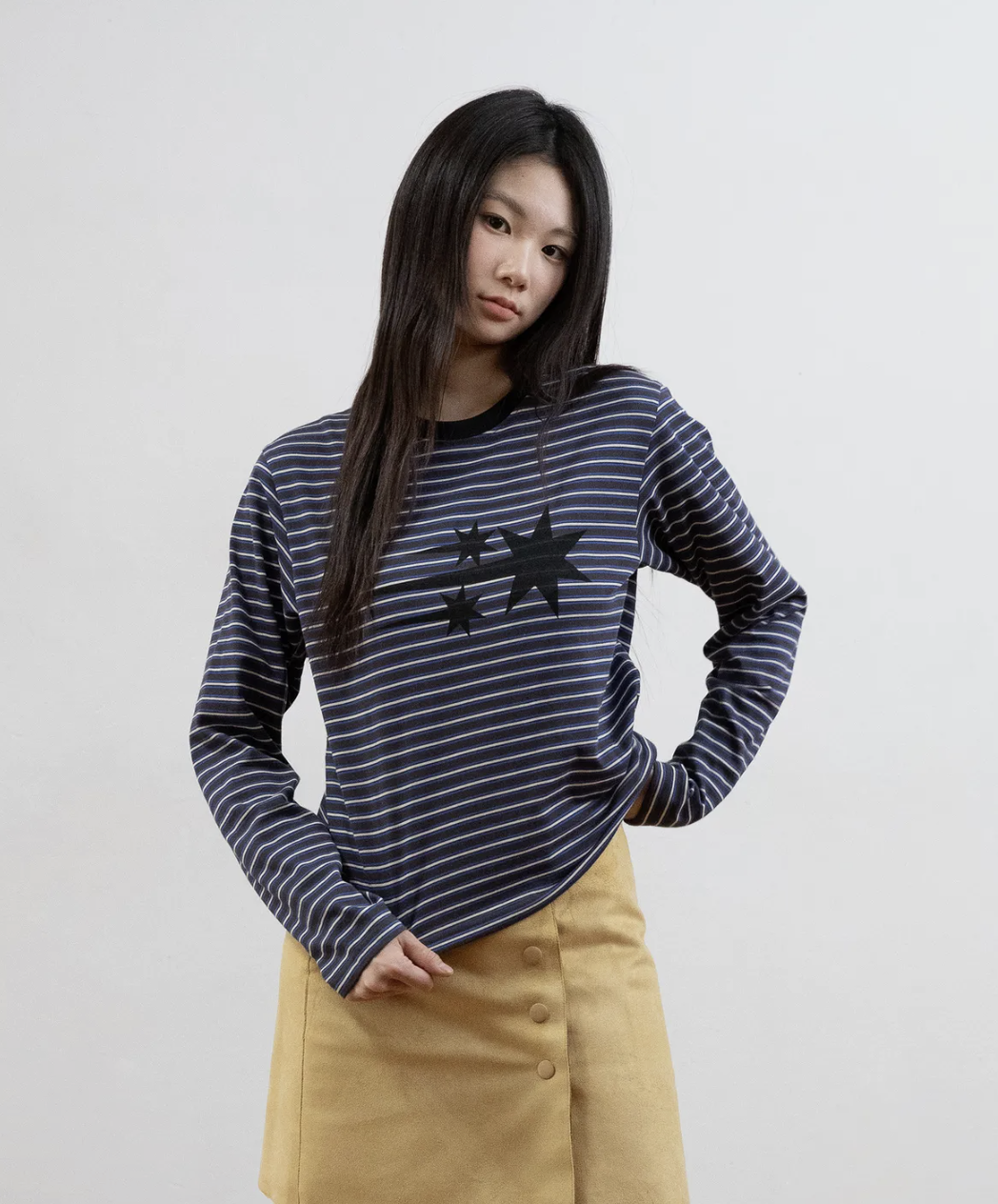 NICEGHOSTCLUB 3STAR 情侶款 條紋薄長袖 FEB