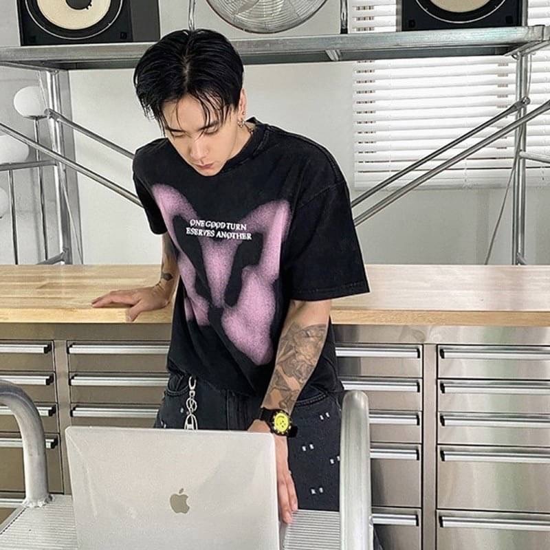 韓國 蝴蝶渲染T 短T 80550