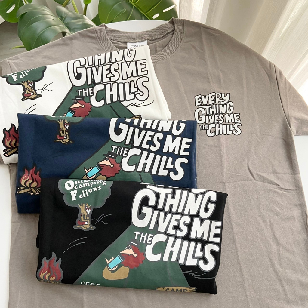 篝火露營短T 短袖 純棉 細絨布 情侶T 80473