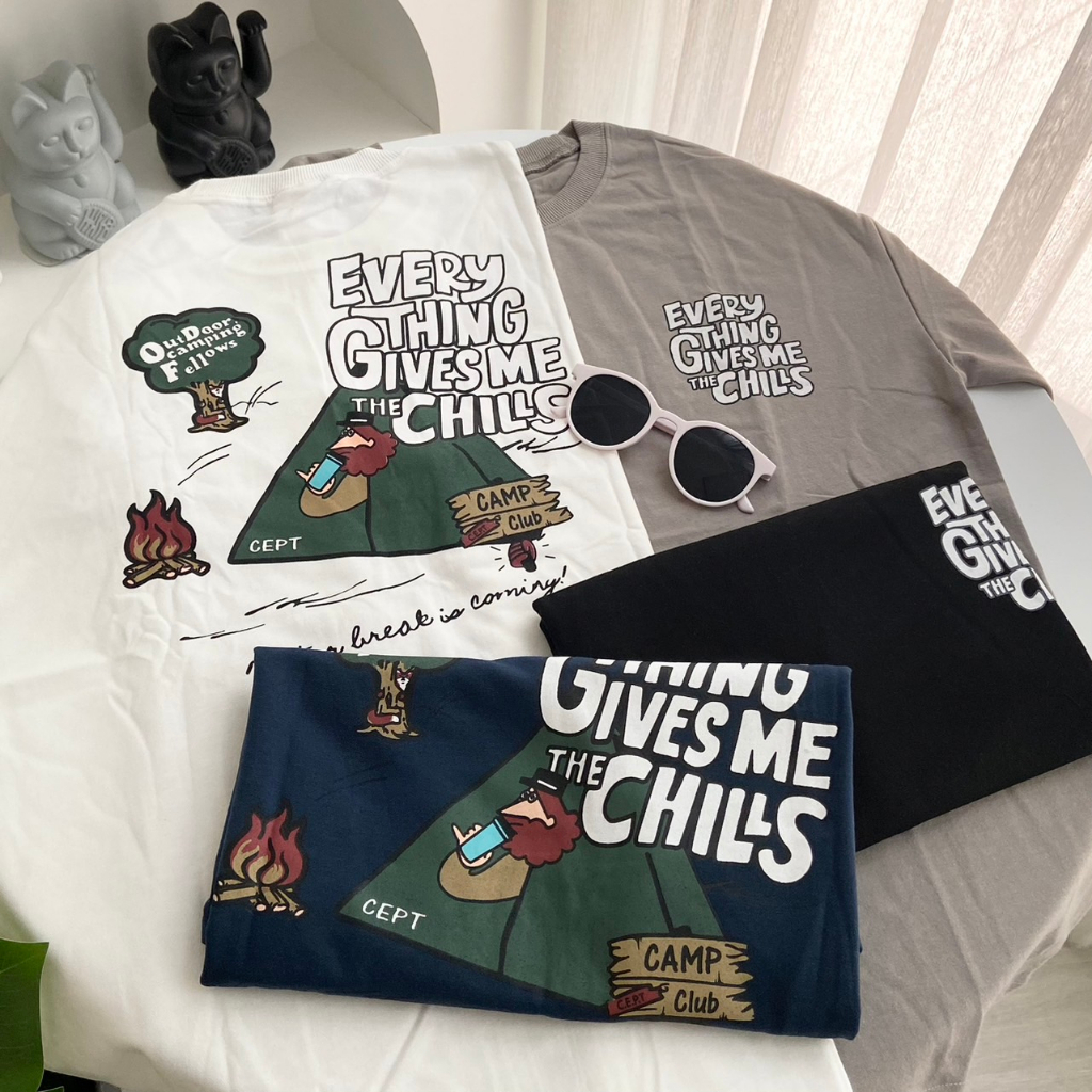 篝火露營短T 短袖 純棉 細絨布 情侶T 80473