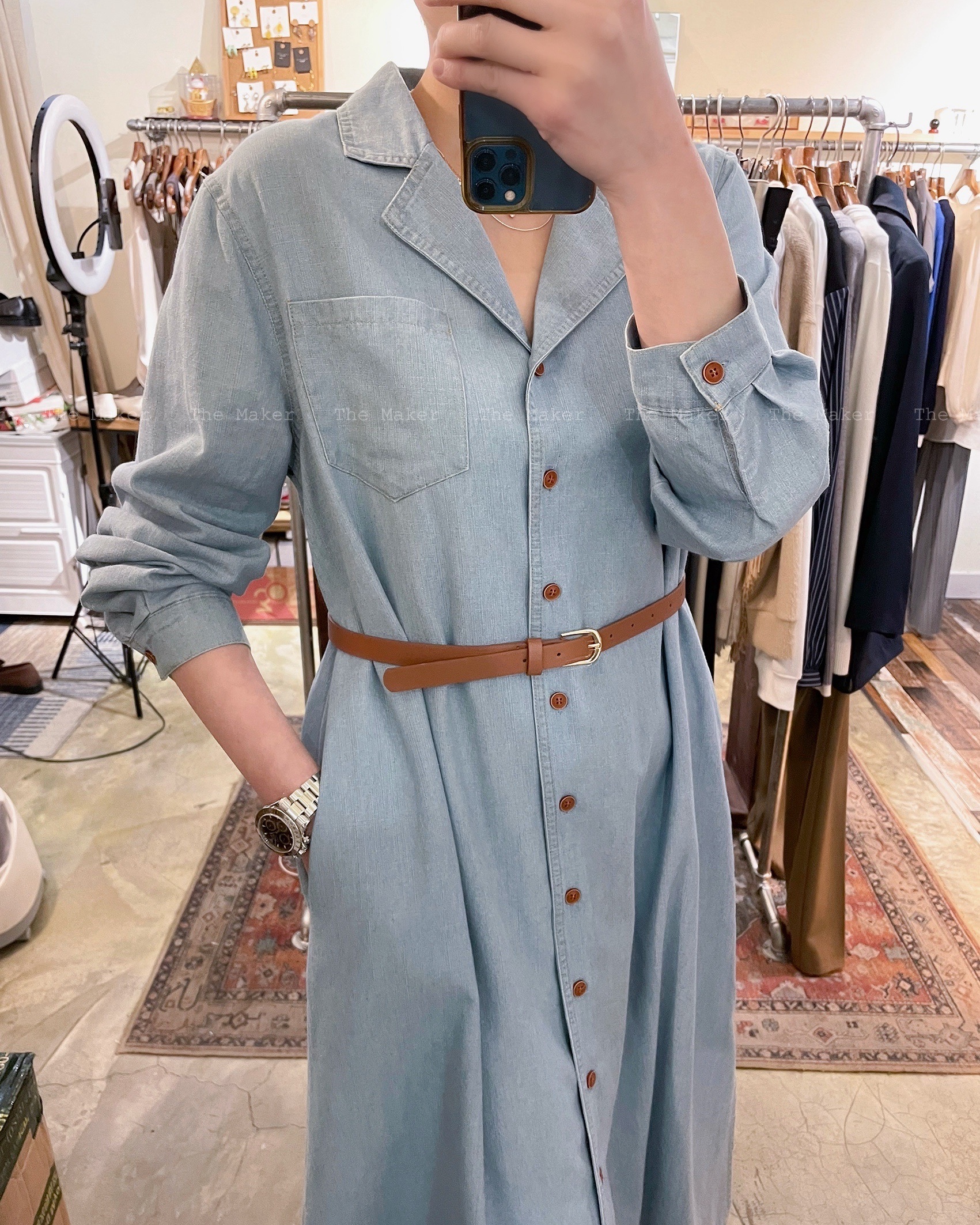 🩵 連Belt薄料牛仔連身裙 💙