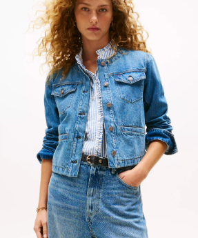 [S] TOMMY HILFIGER WASH SLIM FIT CORAL RIBBED DENIM JACKET, XW05118-901 (STH1649)