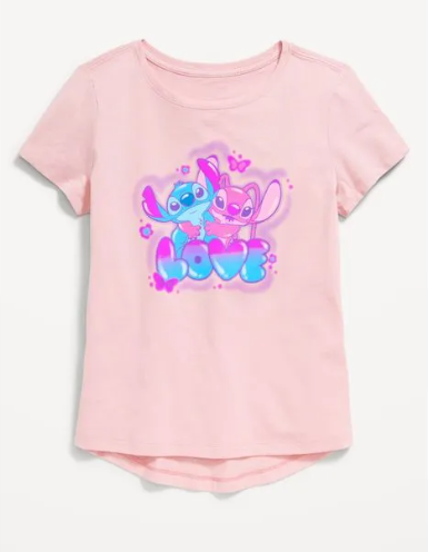 [S] OLD NAVY PINK LILO & STITCH GRAPHIC T-SHIRT, 810908-0011-0004 (SZZ1095)