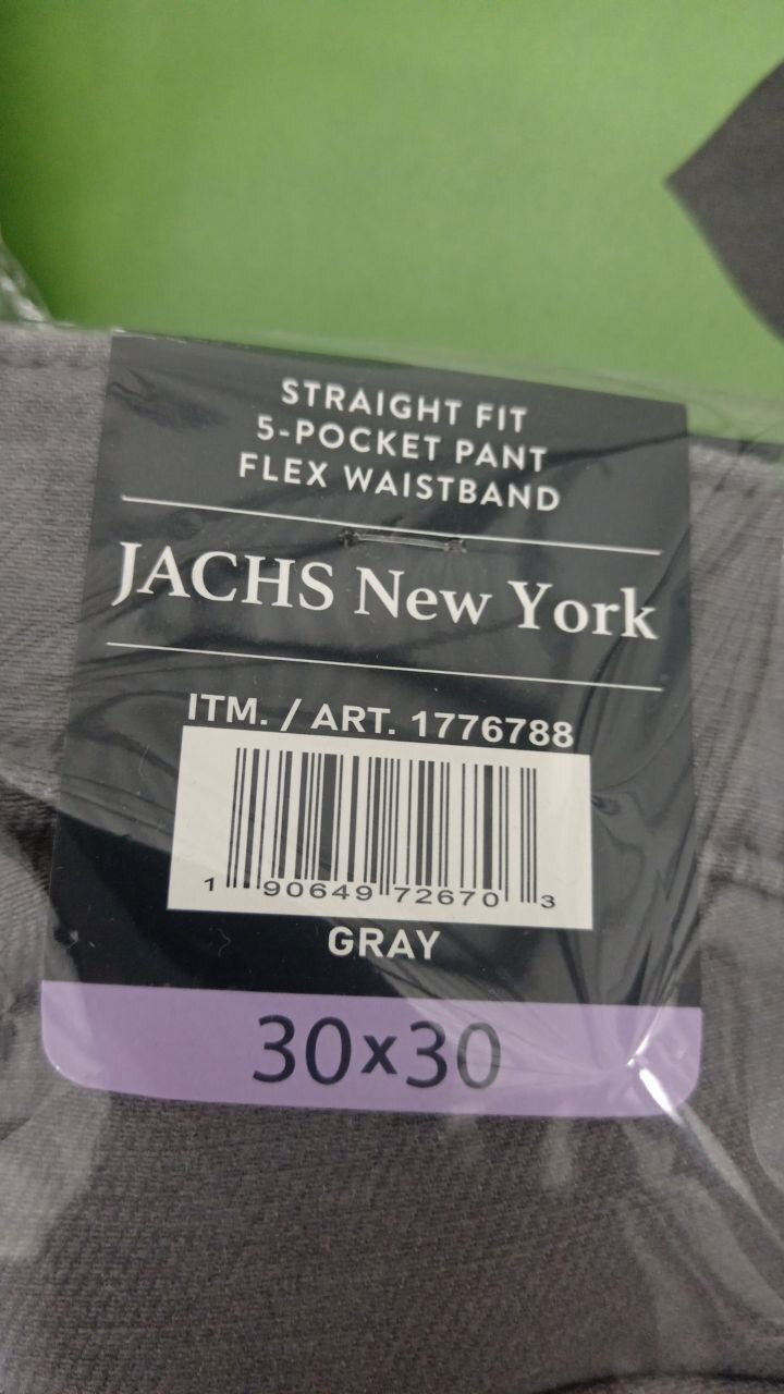 [S] JACHS NEW YORK GRAY STRAIGHT FIT FLEX WAISTBAND 5-POCKET PANTS, 1776788-GRAY (SZZ1101)