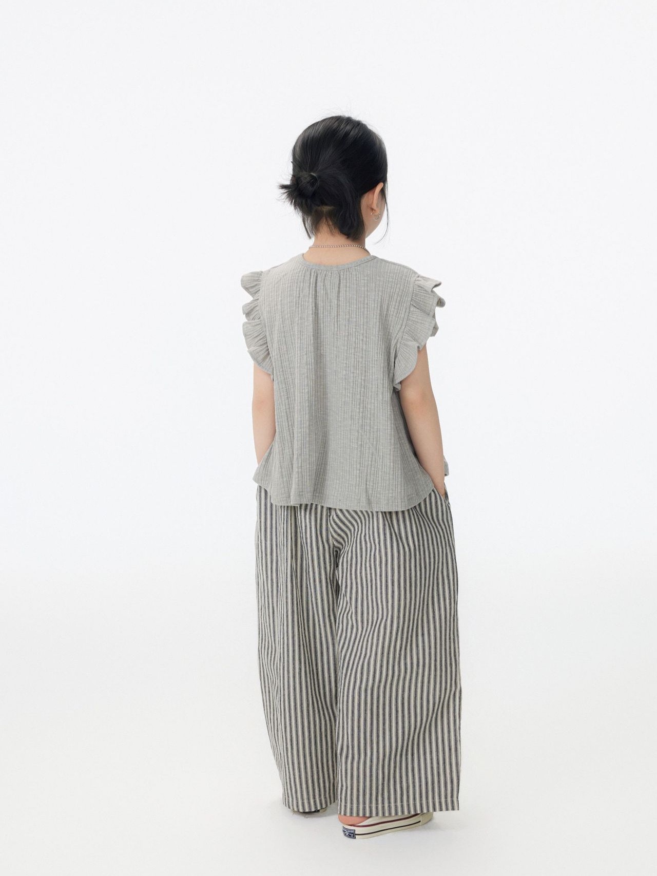 親子裝_三色竹節抗條飛袖上衣