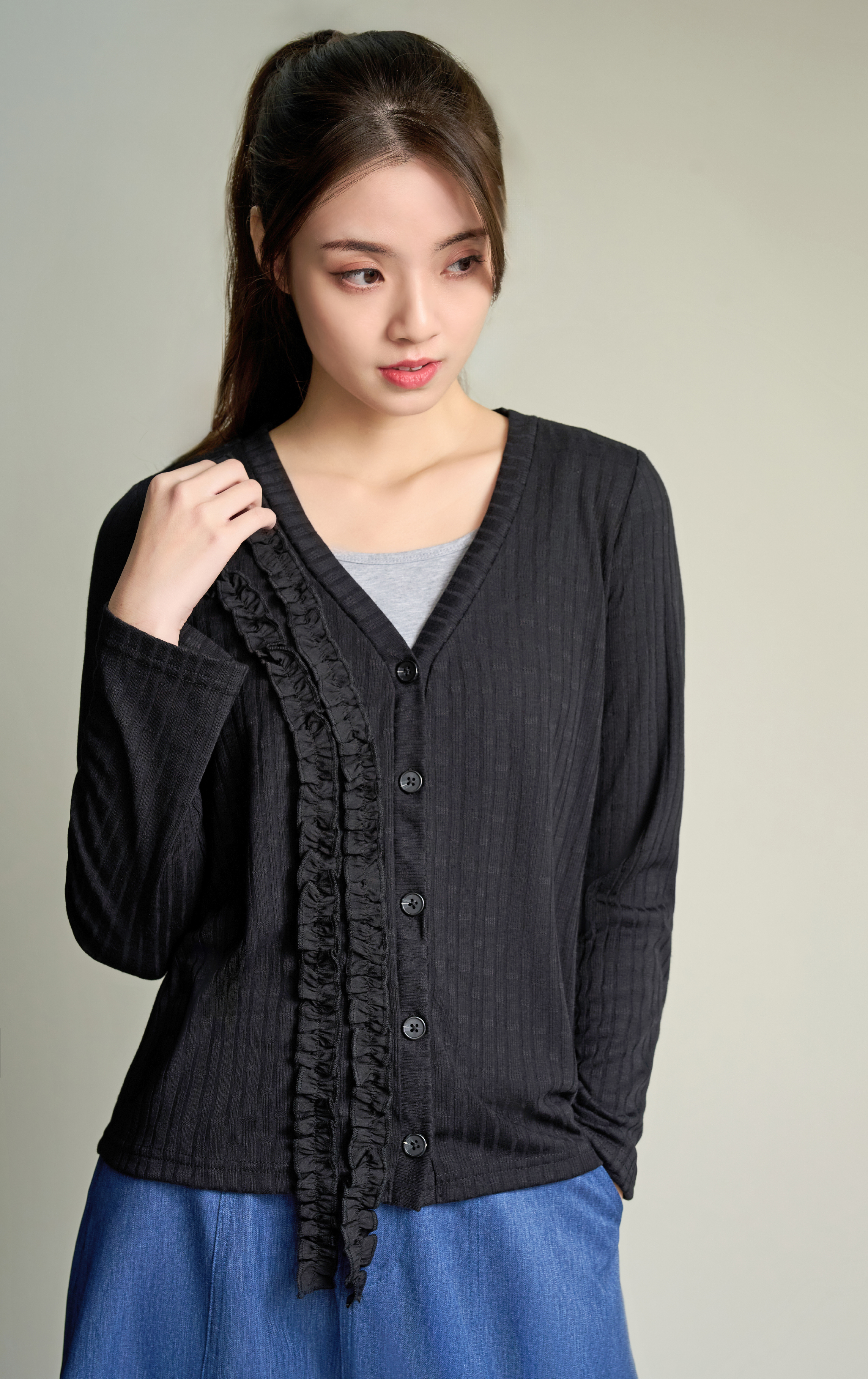 單荷葉邊針織衫 CD0201