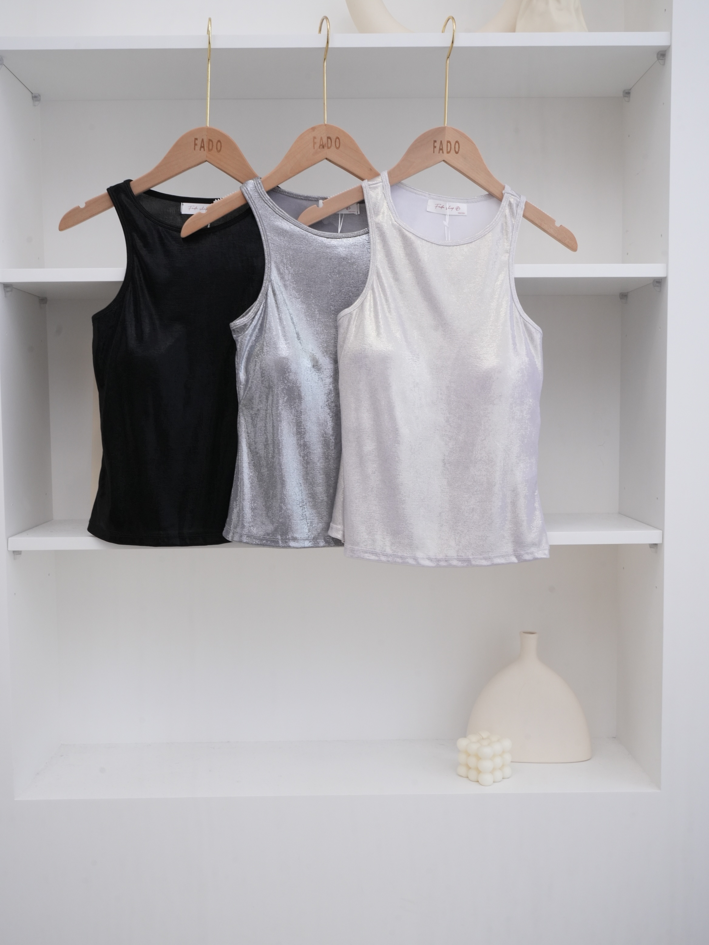 法朵Fado shop｜亮面削肩固定杯墊背心 5265001 三色