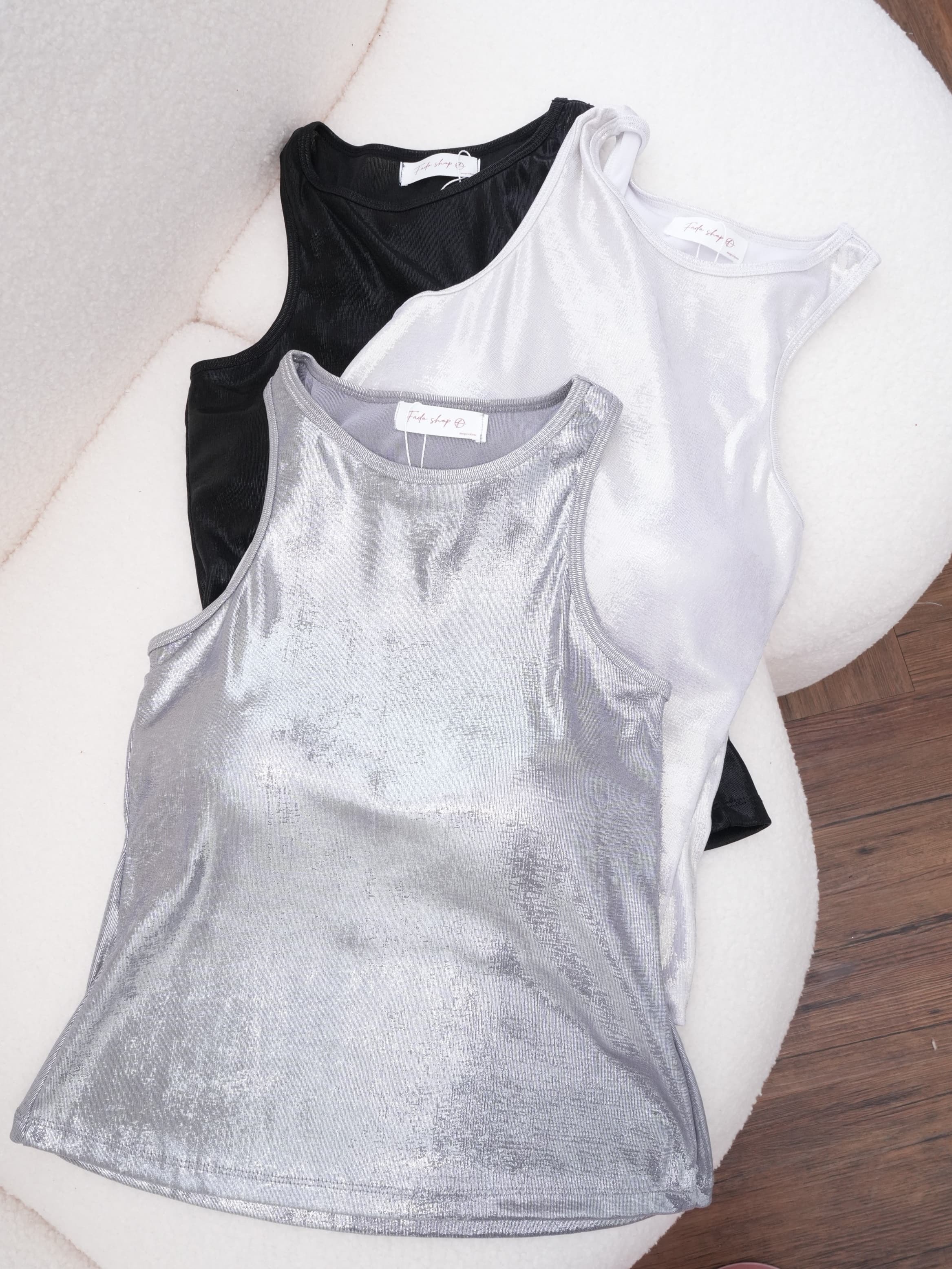 法朵Fado shop｜亮面削肩固定杯墊背心 5265001 三色