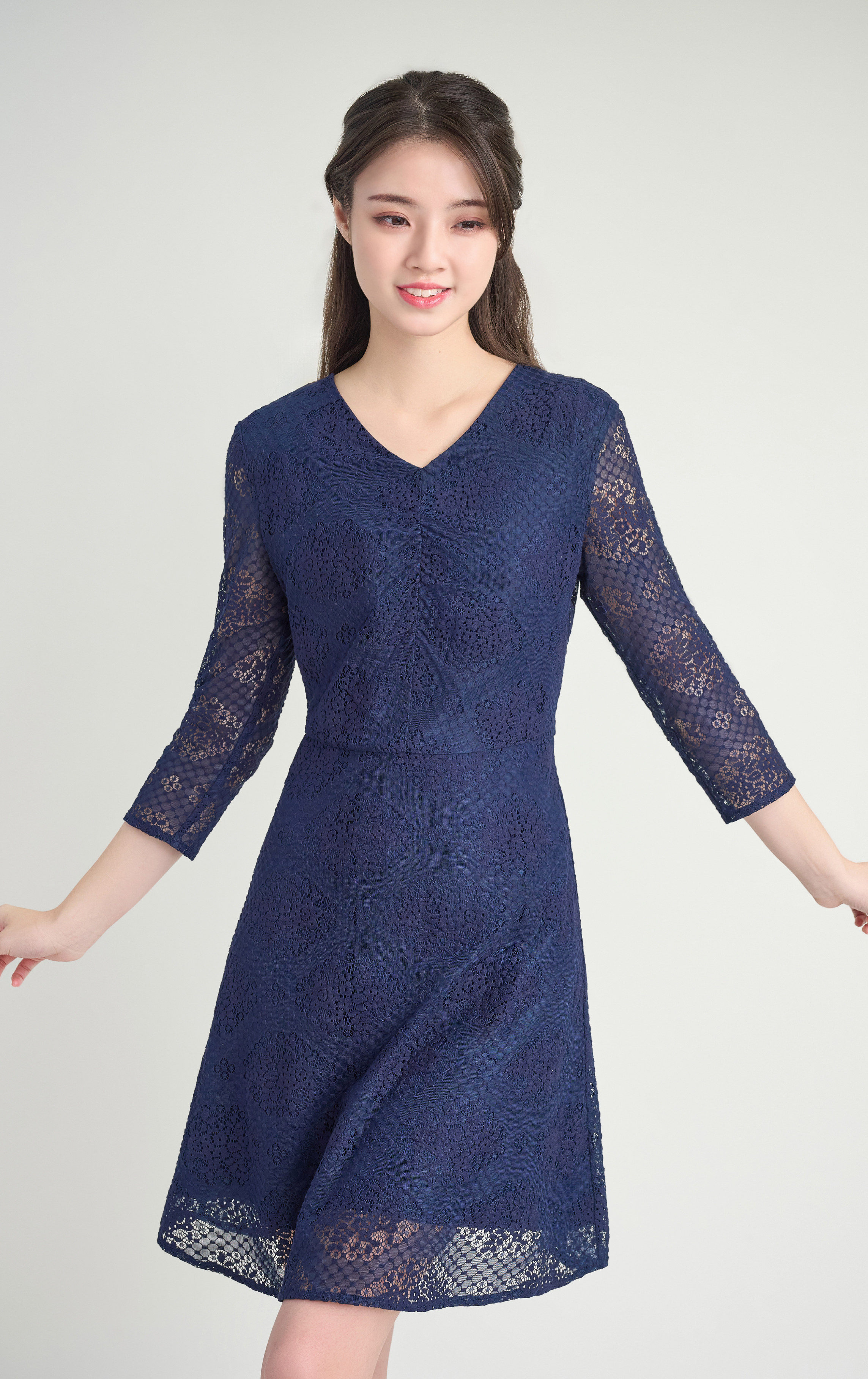 花紋蕾絲連身裙 OP0651