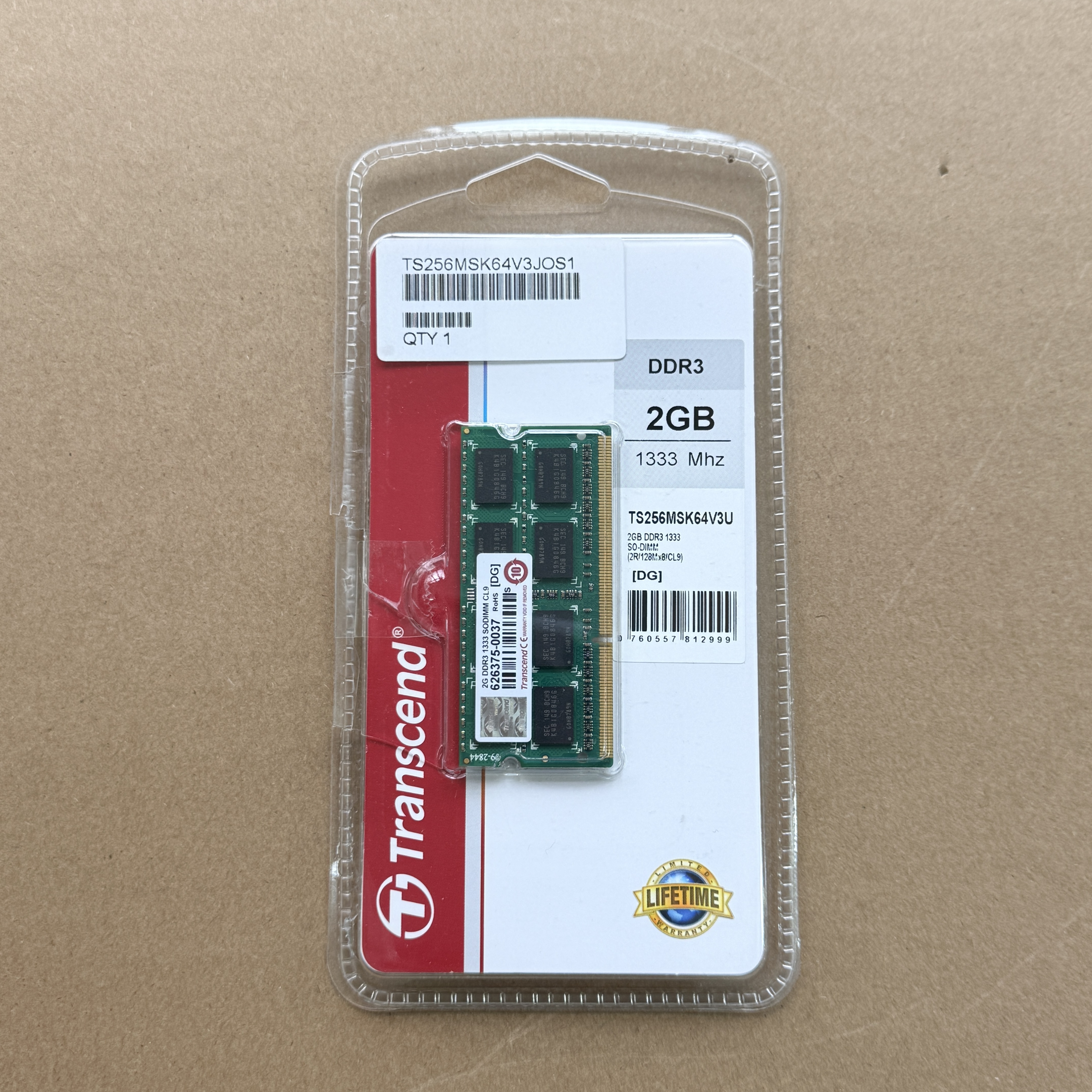 TS256MSK64V3U Transcend 2GB DDR3 1333 SO-DIMM CL9 2RX8 (SEC)
