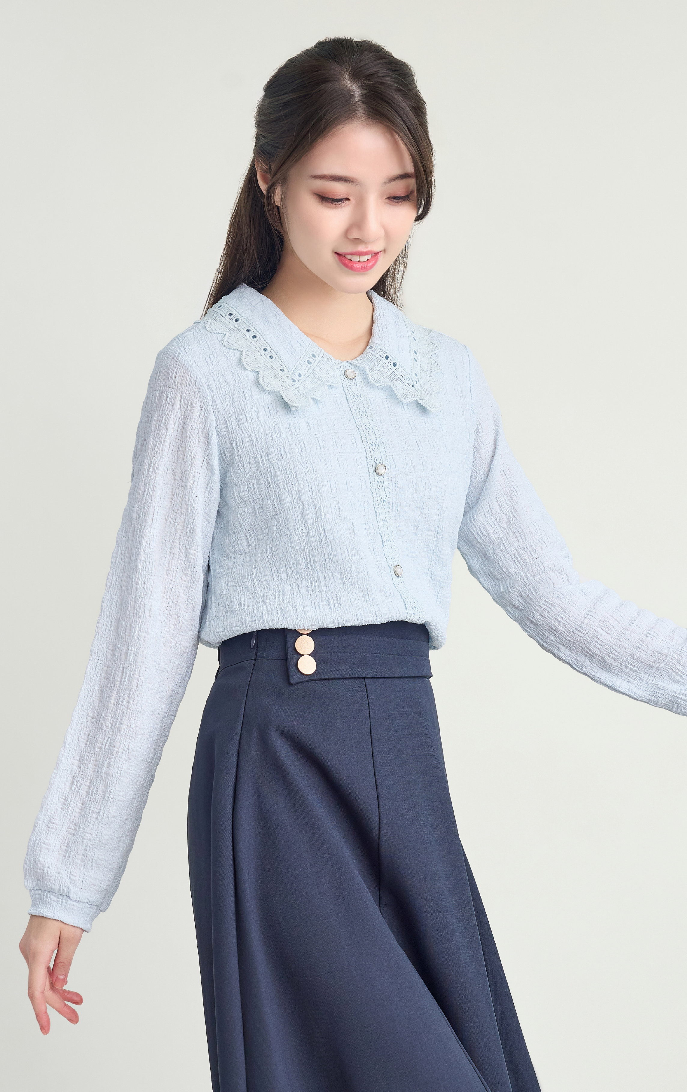 花邊領襯衫 ST0884