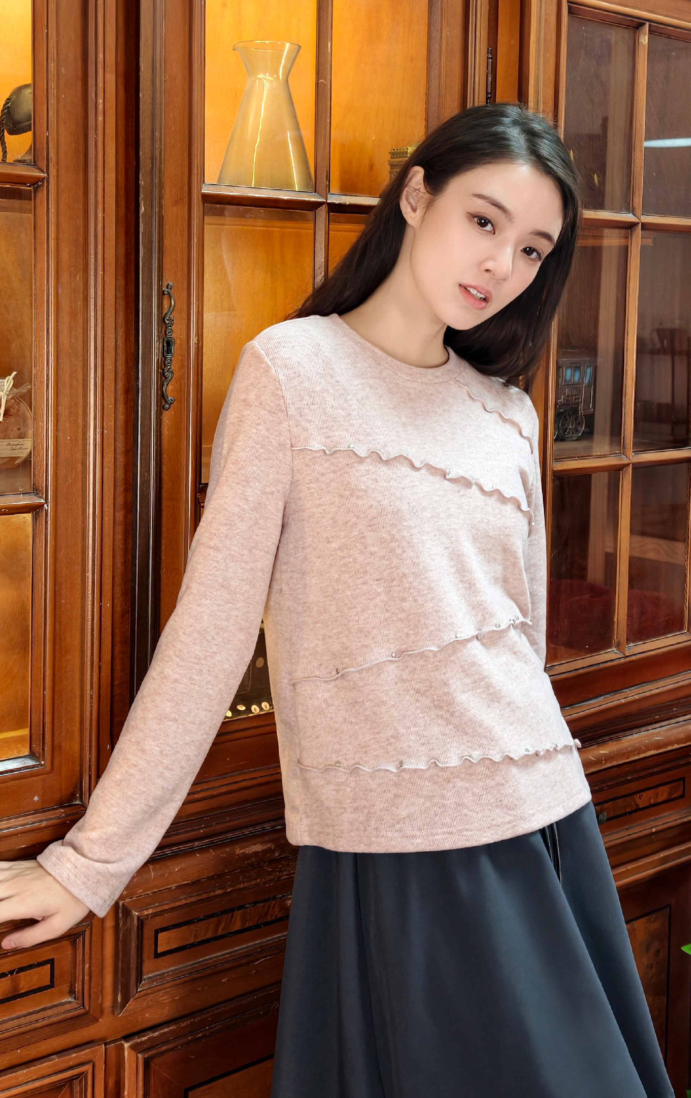 荷葉邊紋針織上衣 LT0334