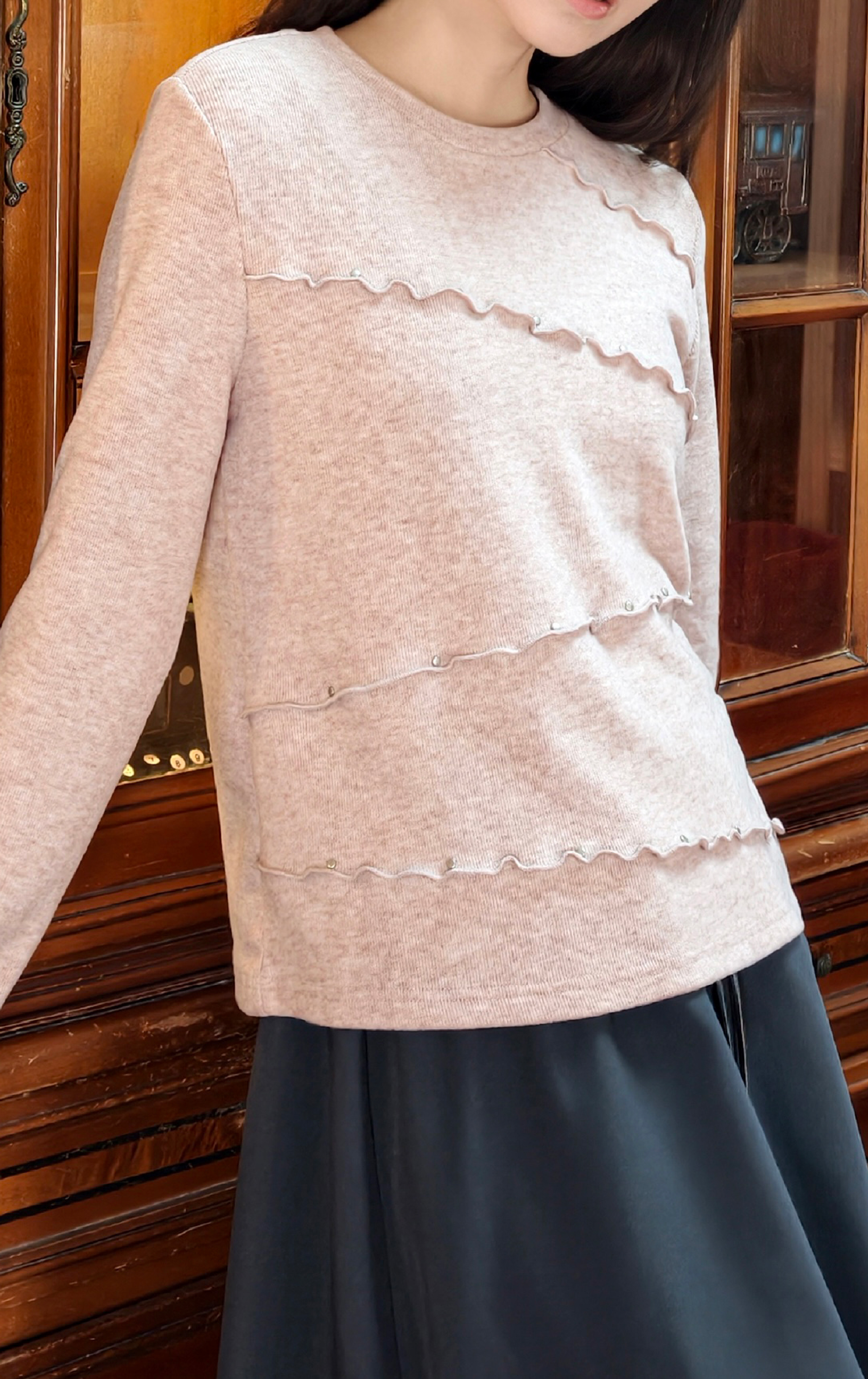 荷葉邊紋針織上衣 LT0334