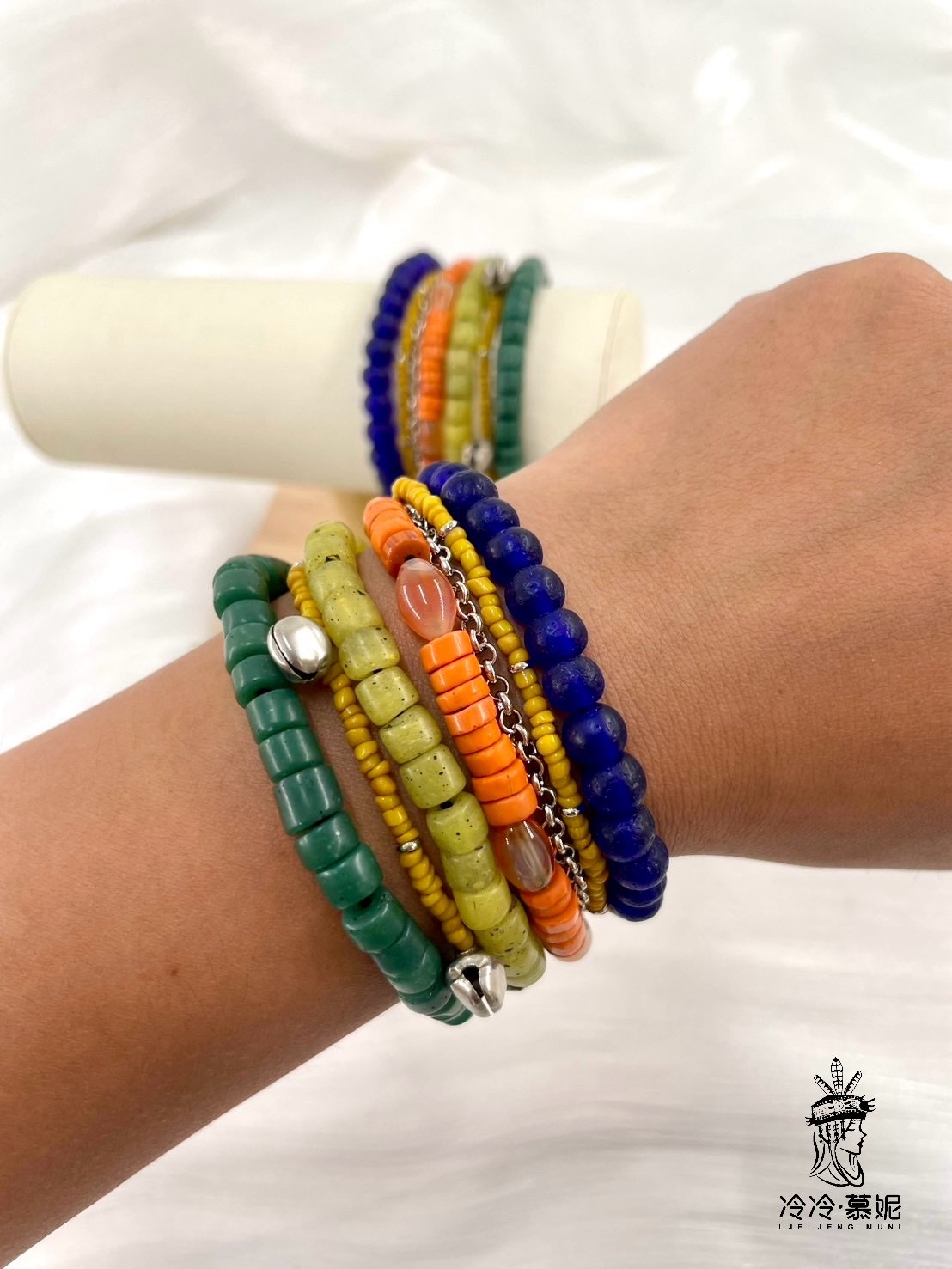 P-No.21 貿易老珠六條式手鍊16cm