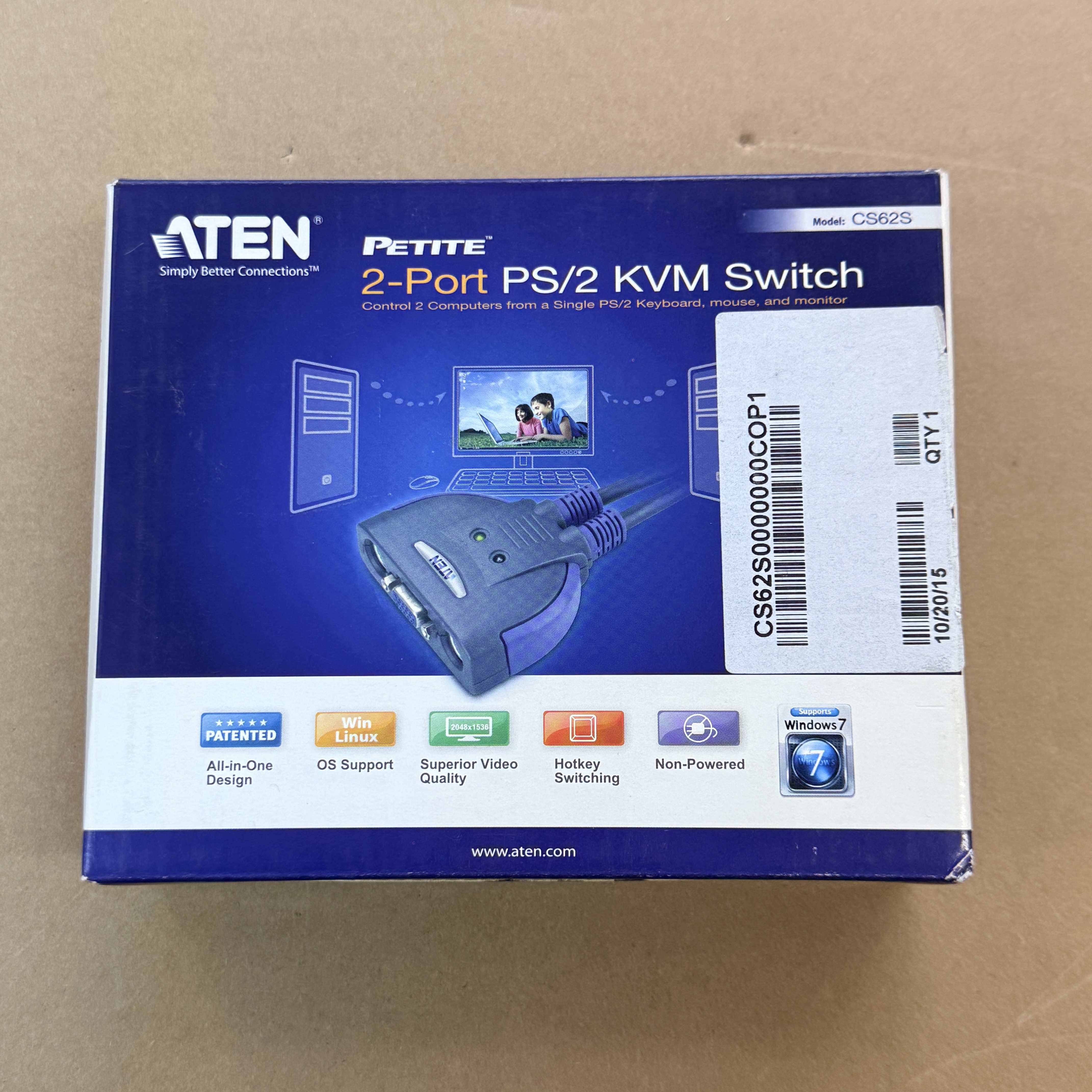 CS62S ATEN 2 PORTS MINI KVM SWITCH