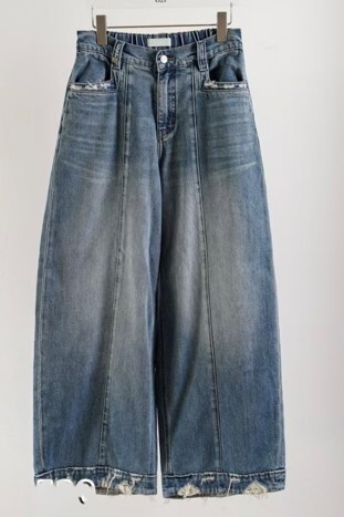 A26 G622828530 - 藍色復古彎刀牛仔褲